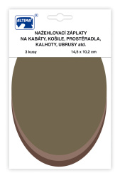 Nažehľovacie záplaty jednofarebné ovály 3 ks - khaki sv.hnedá tm.hnedá